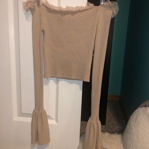 💕3/$25 Forever 21 Nude Crop Off Shoulder Top